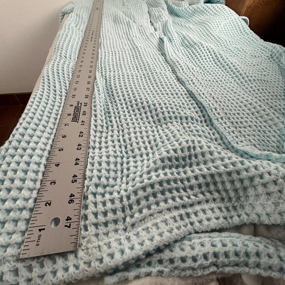 Brooklinen Waffle Robe Womens XL 100% Turkish Cotton Light Blue Lightweight New - Picture 10 of 11